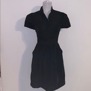 BCBGMaxAzria Black Short Sleeve Fit-and-Flare Dress
